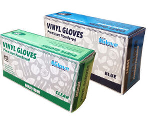 Vinyl Gloves Blue LARGE - Powdered TGC