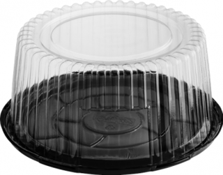 Eco-Smart' Clearview' Cake Containers Large, Black Base & Clear Lid - Castaway