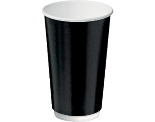 16oz Black Double Wall Paper Hot Cup - Castaway