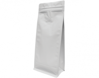 1kg Box Bottom Coffee Bag, Resealable Zipper, Matte White - Castaway