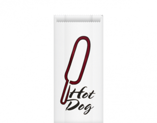 Greaseproof Bag, Printed 'Hot Dog', White - Castaway
