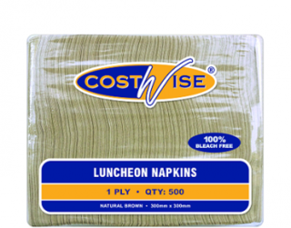 Costwise' 1 Ply Luncheon Napkins, Quarter Fold, Brown Kraft - Castaway