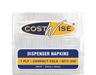 Costwise' 1 Ply Dispenser Napkins, Compact D-Fold, White - Castaway
