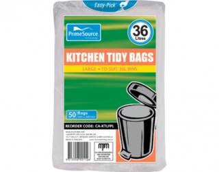 PrimeSource' Large Kitchen Tidy Bags - 36 Litres, Individually Folded - Castaway