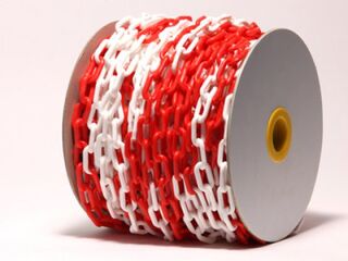 Plastic Chain, 6mm, Red/White 50m Roll - Esko