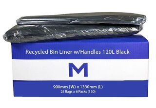 Bin Liner 120L Black with handles - Matthews