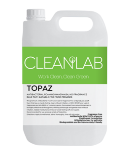 TOPAZ - antibacterial foaming handwashfragrance free, blue tint, 5Litres - CleanLab