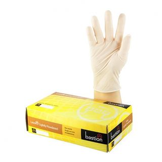 Bastion Latex Lightly Powdered Gloves, Box 100 - UniPak