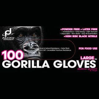 Nitrile Black Heavy Duty Gloves MEDIUM Pack 100 - Gorilla