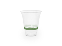 Cold Cup PLA Standard 12oz 390ml Green Stripe, Pack 50 - Vegware