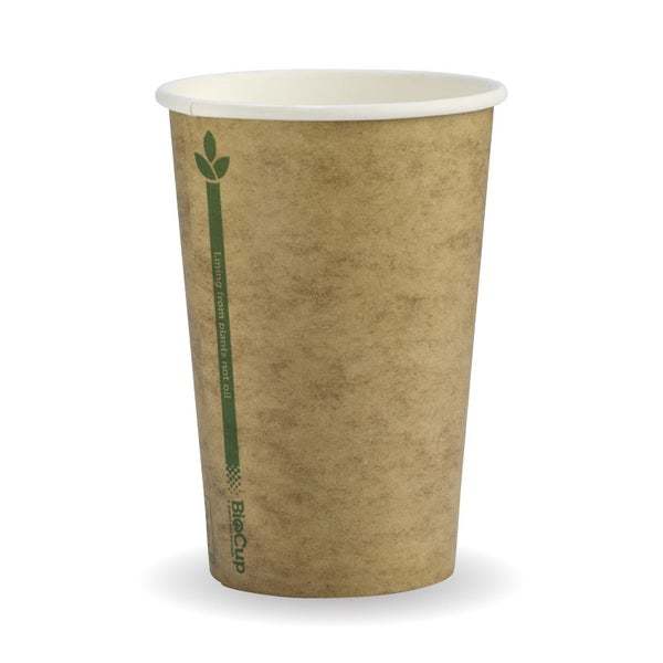 10oz Coffee Cups Kraft Green Line (80mm) Single Wall - BioPak