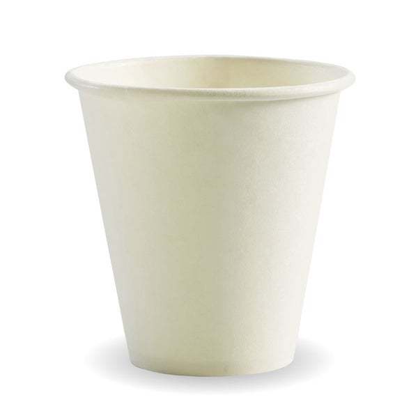 8oz Coffee Cups White (90mm) Single Wall - BioPak