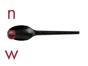 Spoon recycled CPLA 165mm BLACK, Pack 50 - Vegware