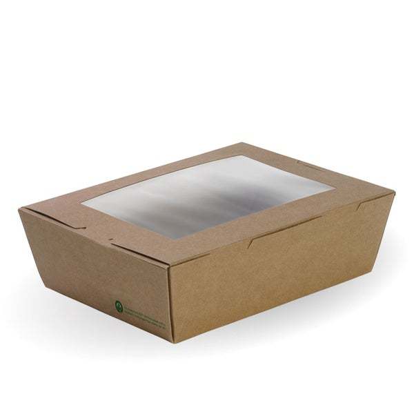 Large lunch box with window - FSC Mix - printed kraft-look - Biopak