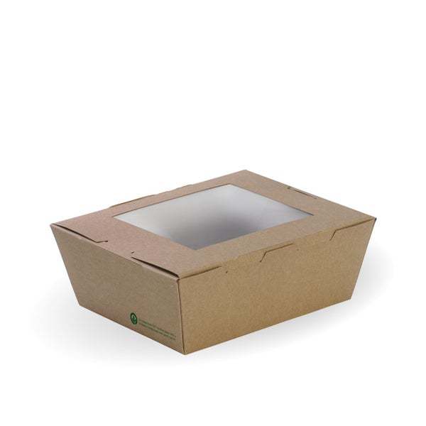 Medium lunch box with window - FSC Mix - printed kraft-look - Biopak