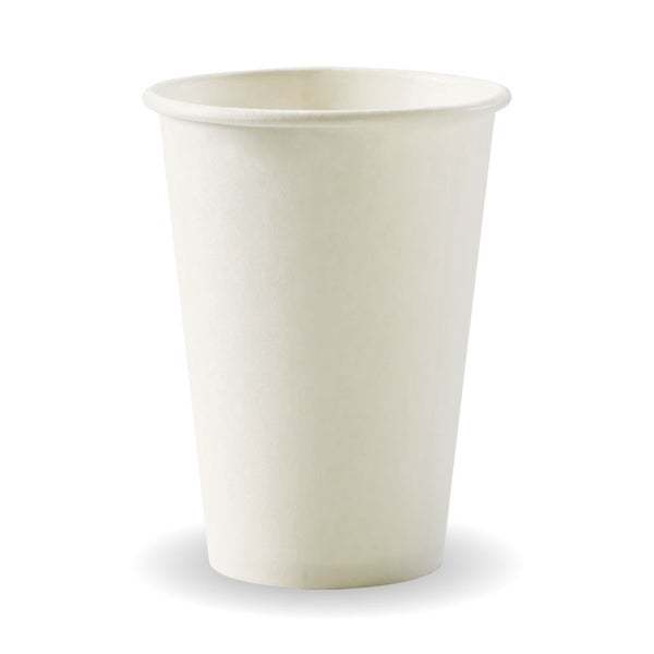10oz Coffee Cups White (80mm) Single Wall - BioPak