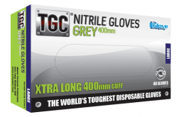 Nitrile Grey Gloves 400mm  PowderFree MEDIUM - TGC