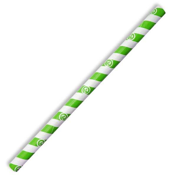 Paper Straws Jumbo Green Stripe 10mm - BioPak