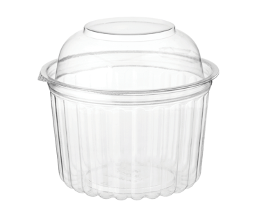 Eco-Smart' Clearview' Food Bowls 16 oz Hinged Dome Lid, Clear - Castaway