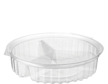 Eco-Smart' Clearview 3 Compartment Bowls 20 oz Hinged Flat Lid,  Clear - Castaway
