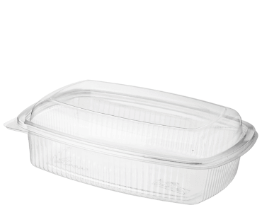 Eco-Smart' BettaSeal' Lunch Rectangular Container Large, Hinged Dome Lid, Clear - Castaway