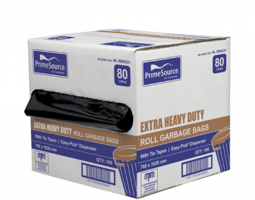 PrimeSource' 80L Extra Heavy Duty Garbage Bags, Perforated Roll - Castaway
