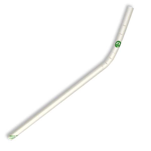 Paper Straws Bendy 6mm White - BioPak
