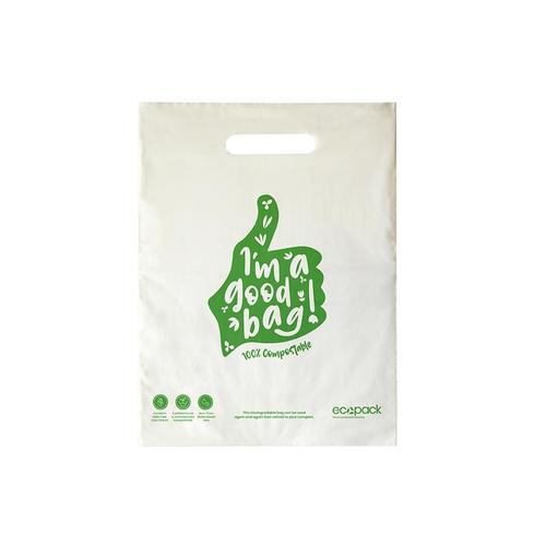 Punched Handle Bag Compostable Small 26x34cm, Carton - Ecobags