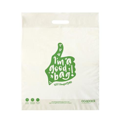 Punched Handle Bag Compostable Medium 40x49cm, Carton - Ecobags
