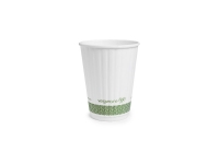Hot Cup white double wall PLA-lined 12oz 89 lid x 112mm, Pack 25 - Vegware