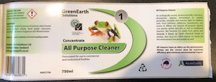 Labels for Green Earth cleaning products - Green Earth