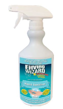 Hand Sanitiser 750ml trigger spray, Each - Enviro Wizard