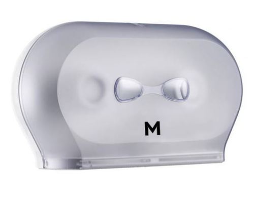 Double Mini Jumbo Roll Dispenser - White, 1 Roll Capacity  - Matthews