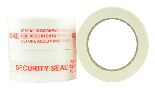 Message Tape Security Seal - White/Red, 48mm x 100m x 50mu - Matthews