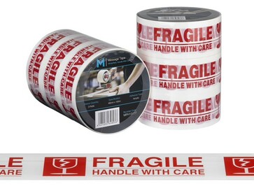 Message Tape Handle With Care - White/Red, 48mm x 100m x 50mu - Matthews