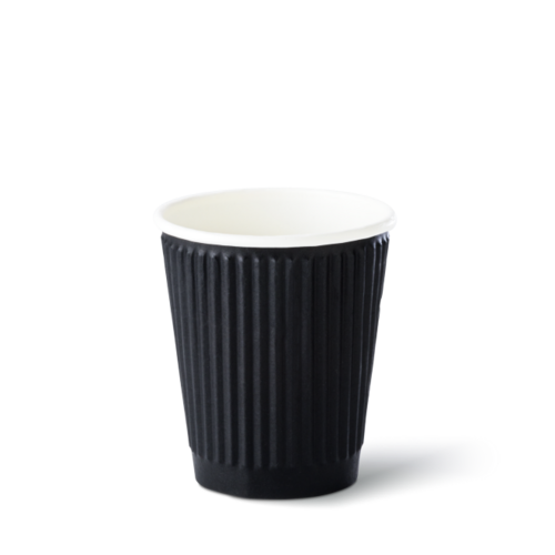 RIPPLE REFINED' 8oz Hot Cup Black 80mm   - Detpak