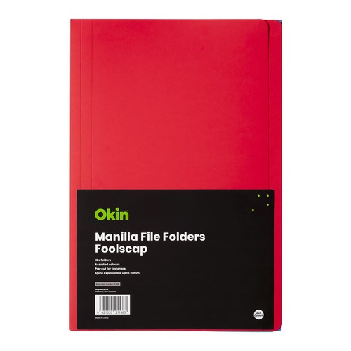 Okin Manilla File Folders FS Assorted, Pack of 10