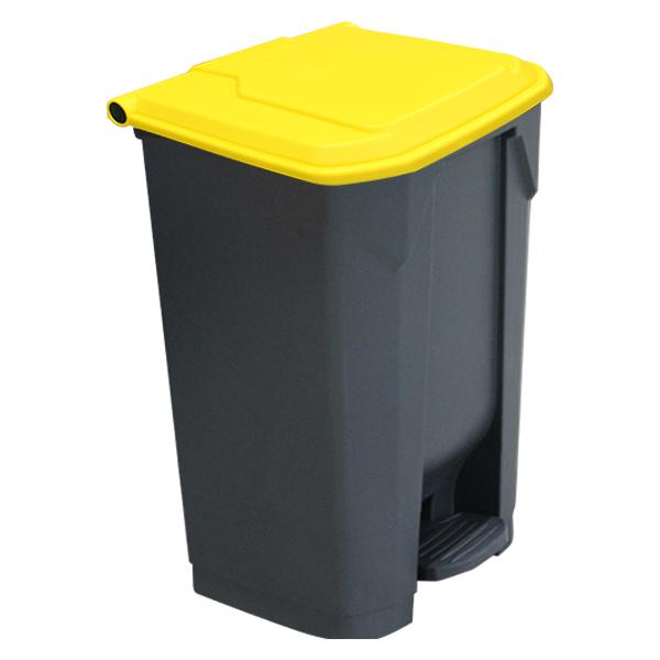 80L Pedal Bin with Yellow Lid 