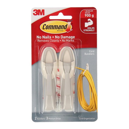 Command Cord Bundler 17304 Medium White, Pack of 2