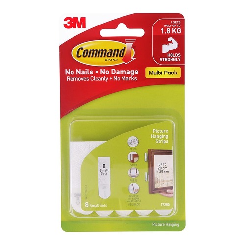 Command Picture Hanging Strips 17205-VP Small White, Pack of 8 Sets