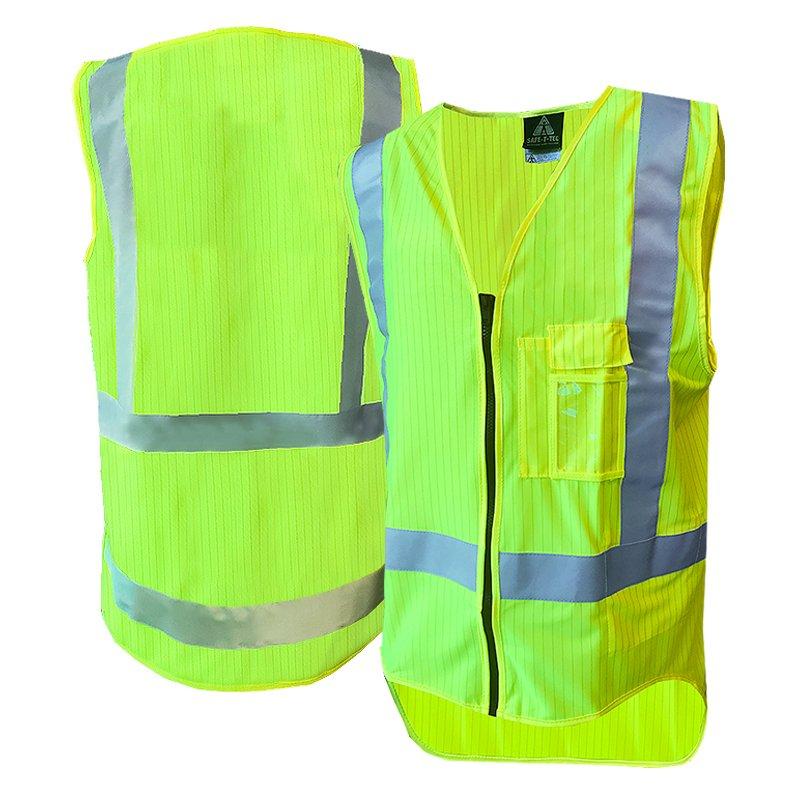 Hi-Vis Vest, Zip, D/N, Flame Ret, Yellow-Size 2Xl