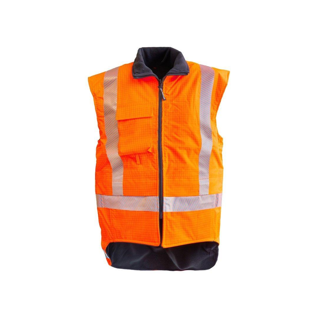Hi-Vis Fr Fleece Lined Pu Vest, Orange-Size S