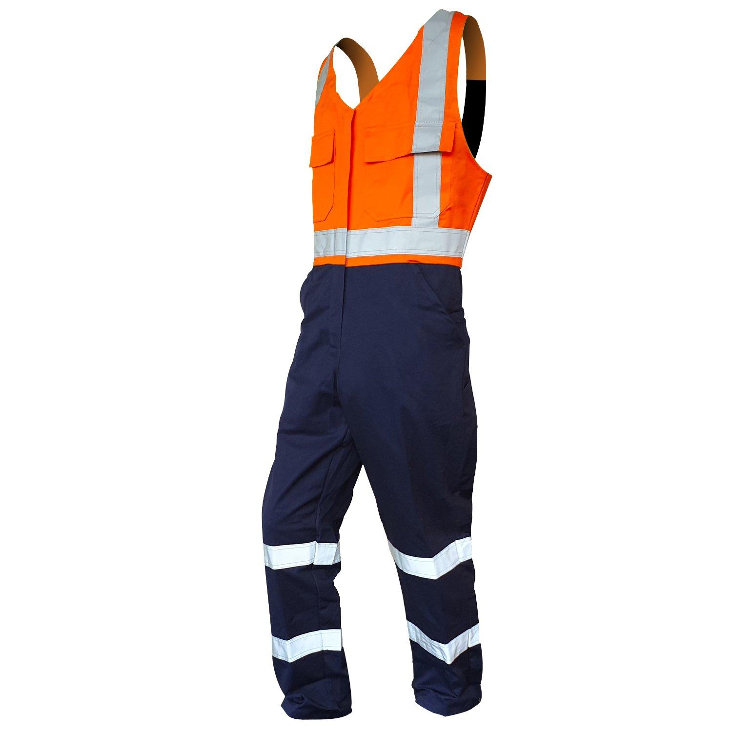 Overall Action Bib, 300Gsm Cotton, Orange/Navy,D/N-Size 16