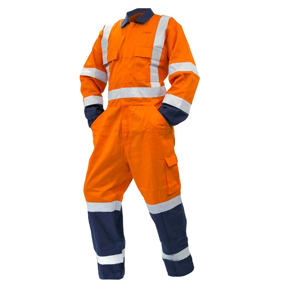 Overall Ls,240Gsm Poly/Cotton, Orange/Navy Ttmc-W-Size 9