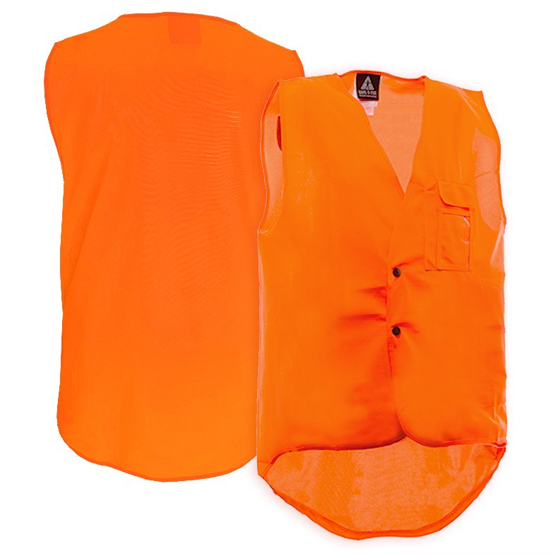 Hi-Vis Vest, Domed, Day Only, Orange-Size Xl