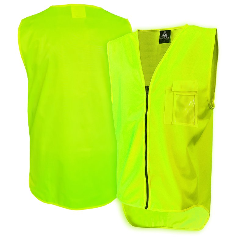 Hi-Vis Vest, Day Only, Zip, Yellow-Size 8Xl