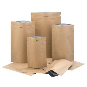 Stand up pouch 250g Compostable Kraft 160mm x 230mm 90mm