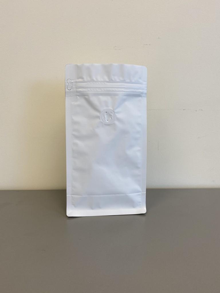 Coffee Pouches Flat bottom + Pull Tab Ziplock (Matte White) 250g
