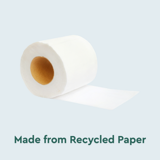 Toilet rolls made with recycled paper. Commercial size rolls. Available online today.