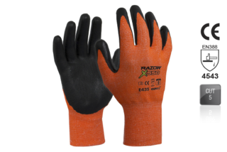 RAZOR X550 Nitrile coated Cut Resistant Level5 Orange SIZE 7 - Esko